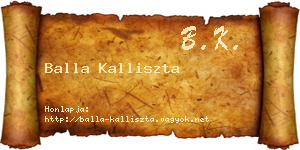 Balla Kalliszta névjegykártya
